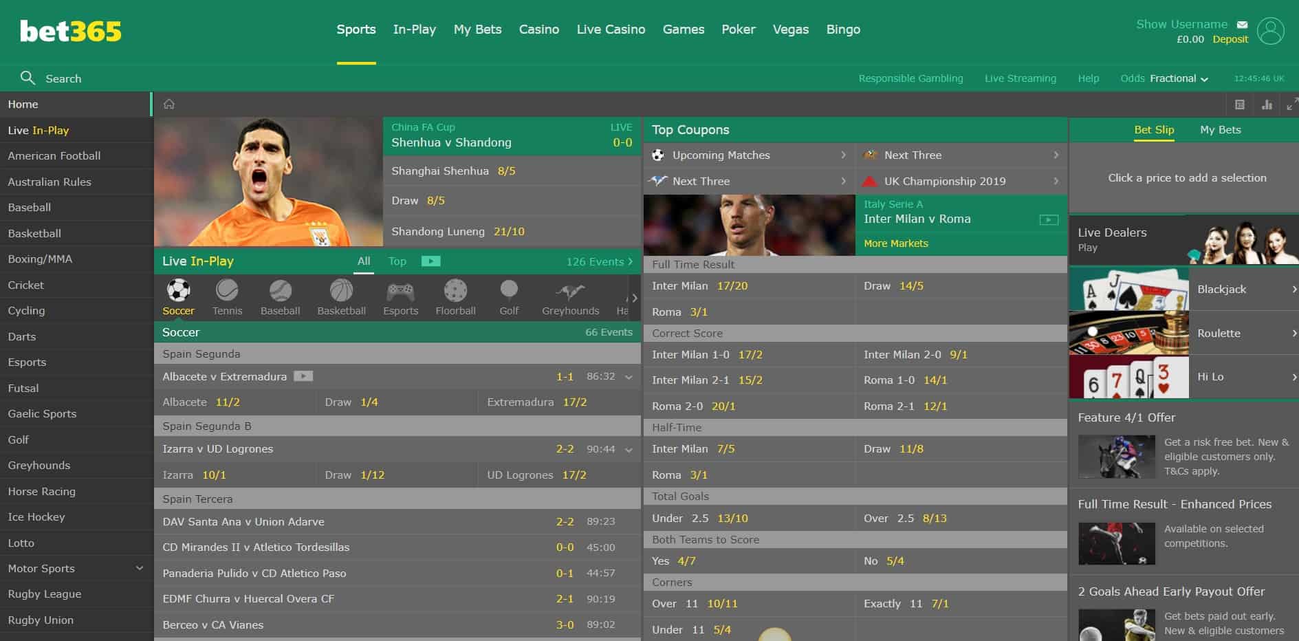 Bet365 Sports Homepage Bet365 Sports Review