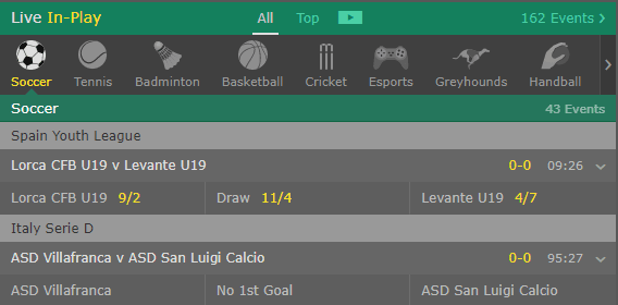 Bet365 live betting options