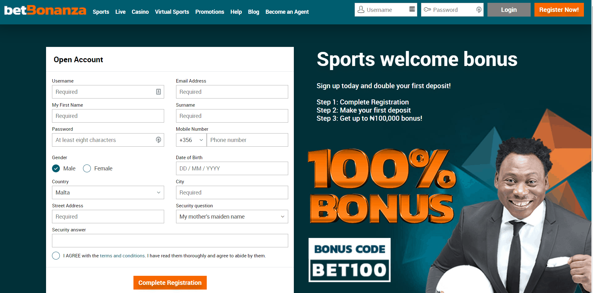 betbonanza registration page