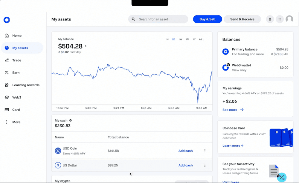 Coinbase asset overview