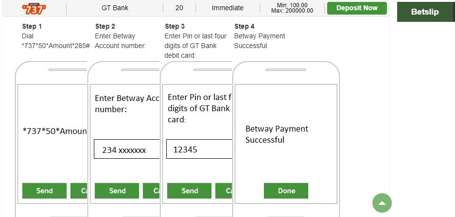 Betway Deposit Using USSD Code