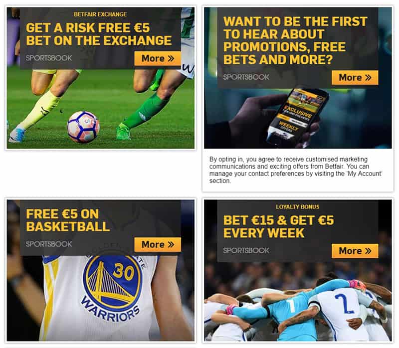Betfair free bet promotions