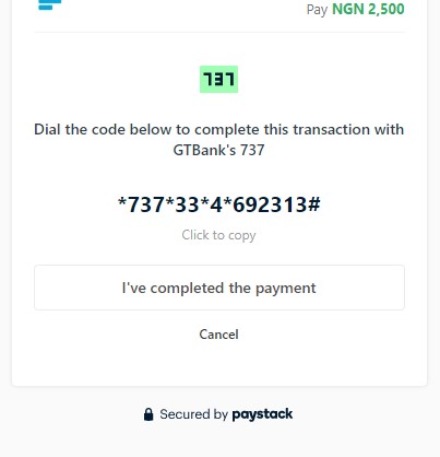 GT Bank UUSD Code Transaction Completed