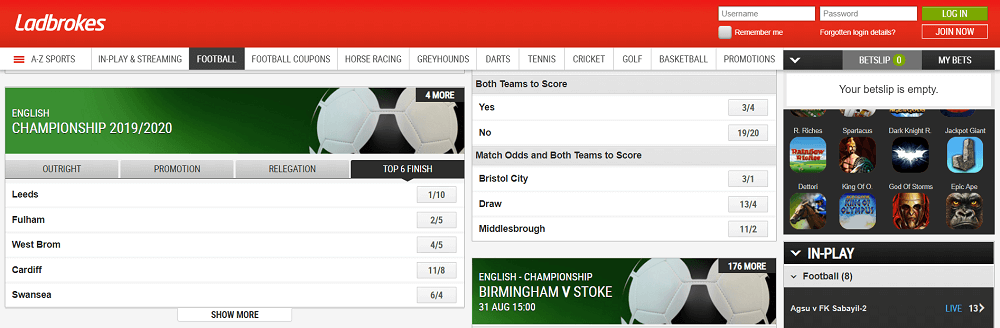 Ladbrokes Championship betting