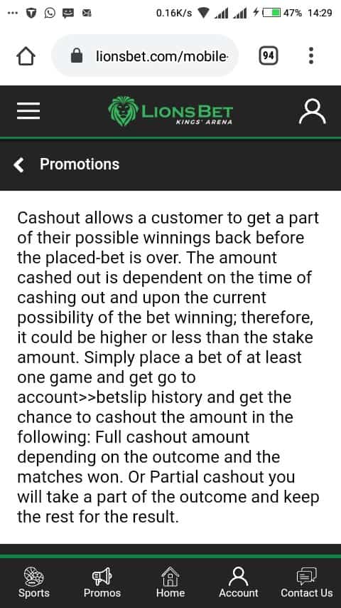 Lionsbet cashout mobile