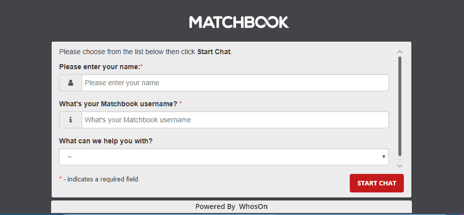 Matchbook live chat