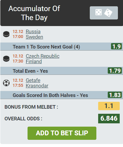 Melbet accumulator of the day bonus