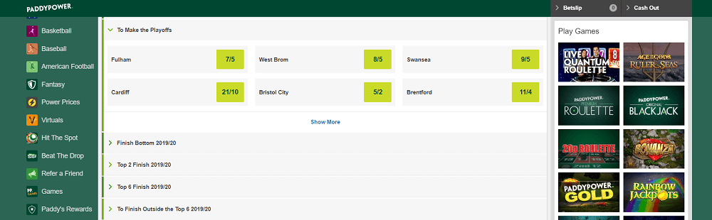 Paddy Power Championship betting