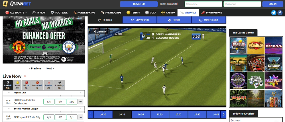 QuinnBet virtual sports