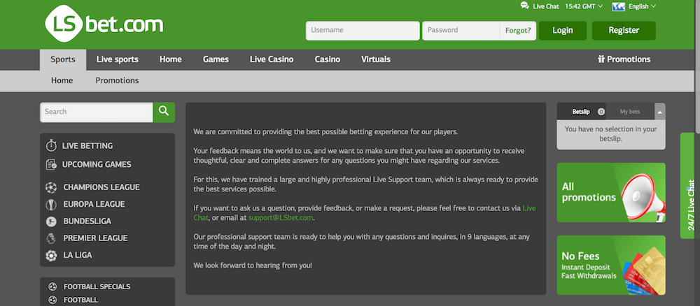 LSBet customer support