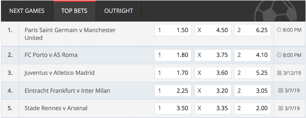 Intertops betting selection