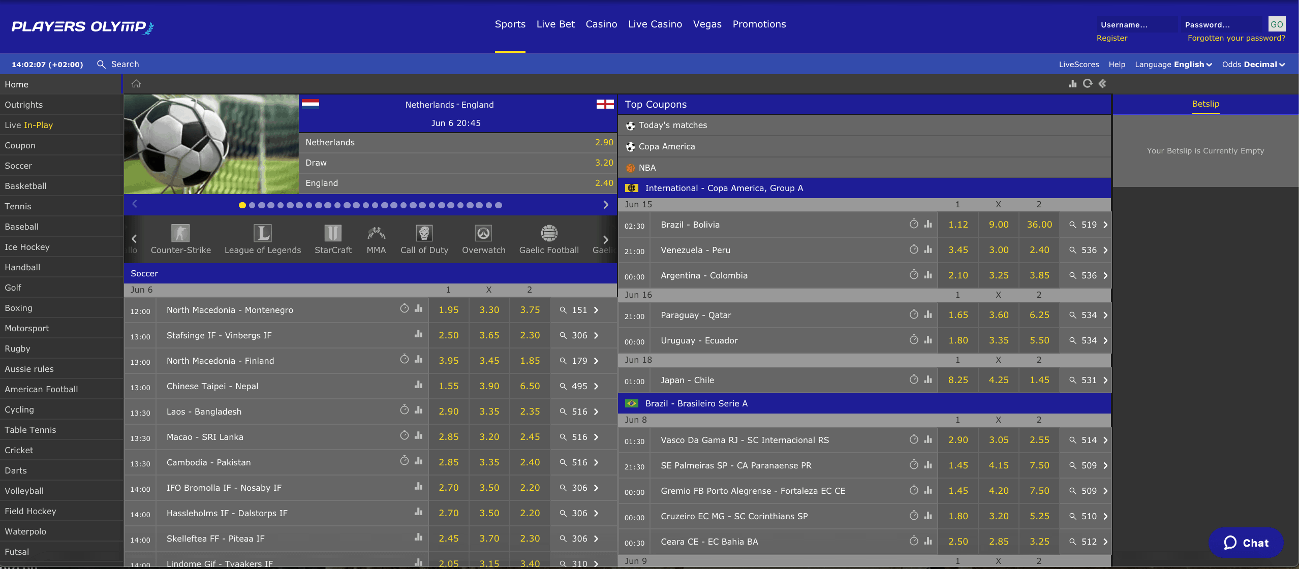 Players Olymp betting markets