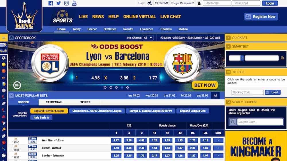 Homepage at Betking Nigeria Betting