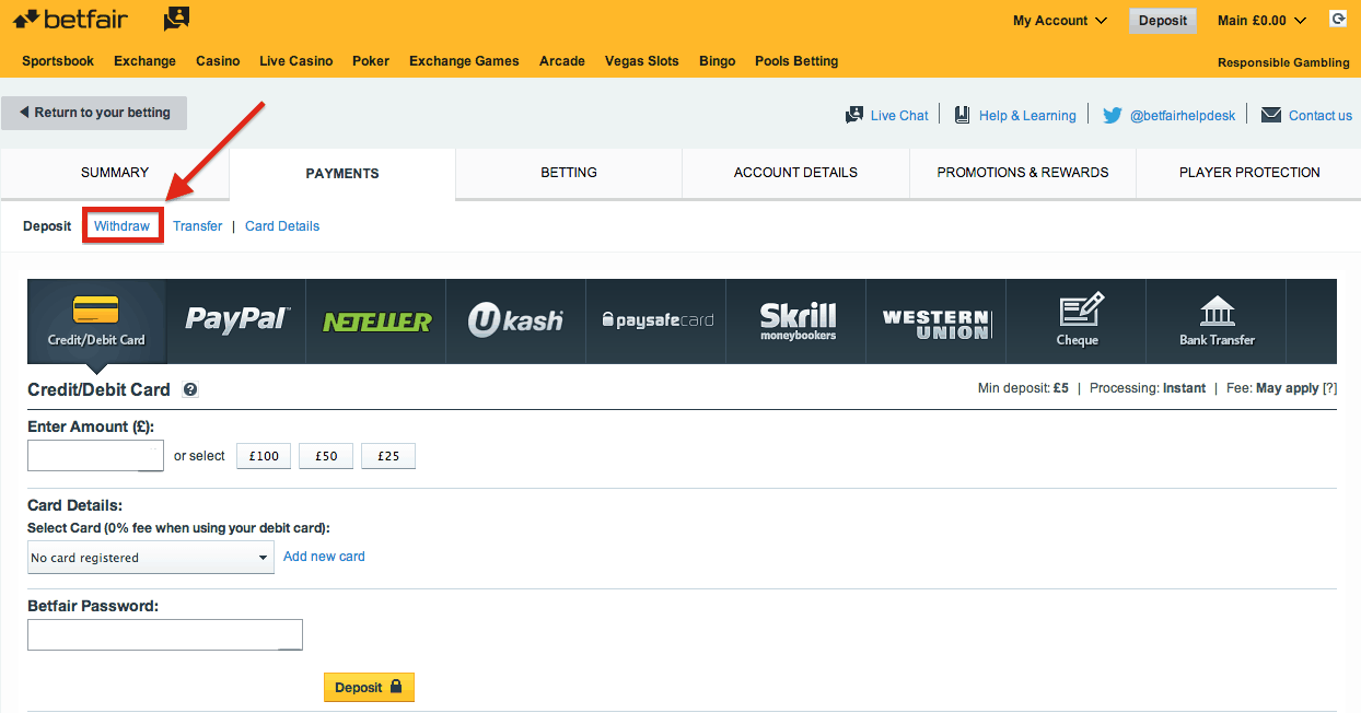 Payment Methods Betfair Sport Review