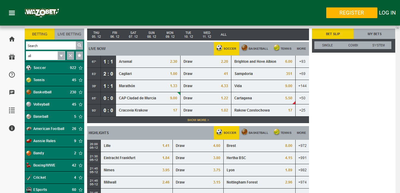 Wazobet Bet Limits, Markets, and Odds