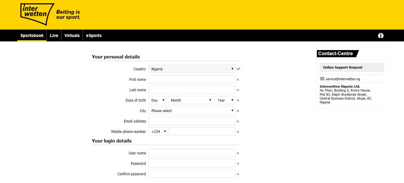 interwetten registration process step 1