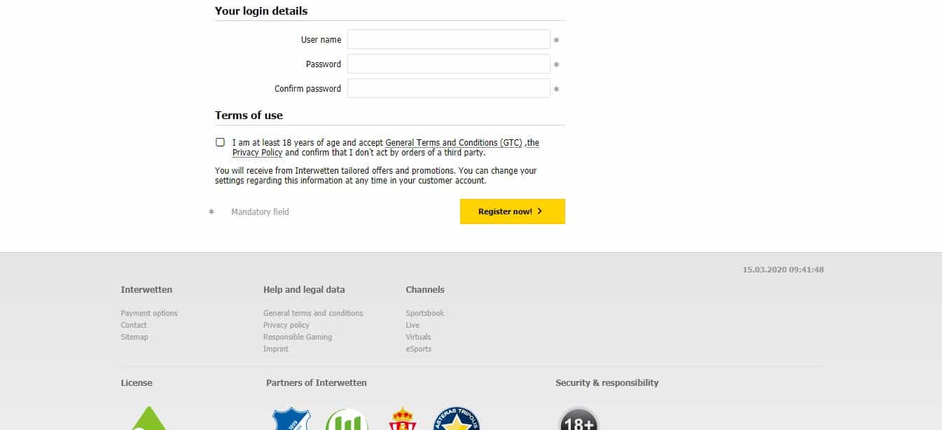 interwetten registration process step 2