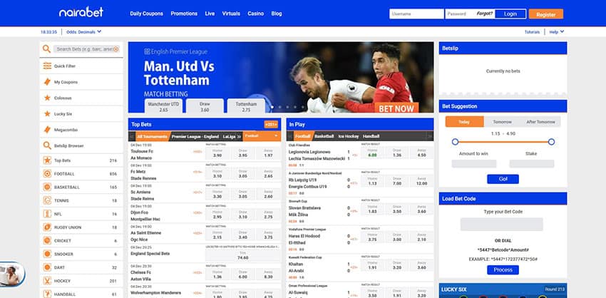 Homepage at Nairabet Nigeria Betting